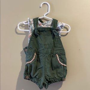 Green overalls for baby girl